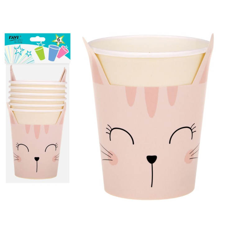 Kubki papierowe Kitty 6 sztuk RAVI